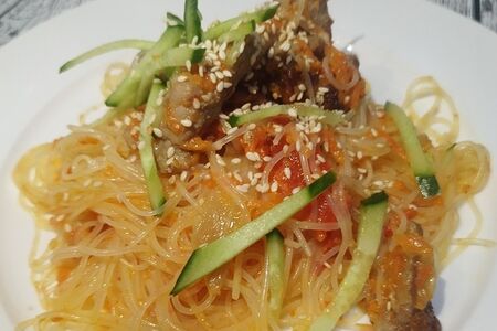 Фунчоза с мясом и овощами