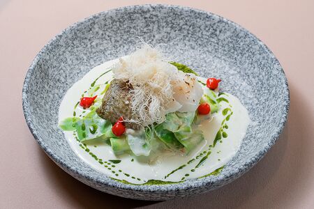 Филе трески с паппарделли из цукини