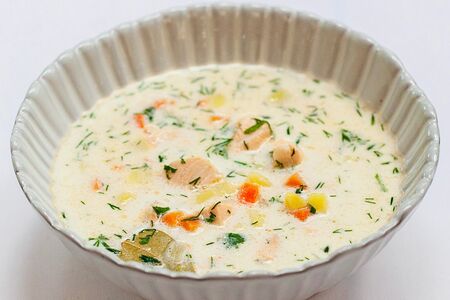 Сливочный суп с лососем 