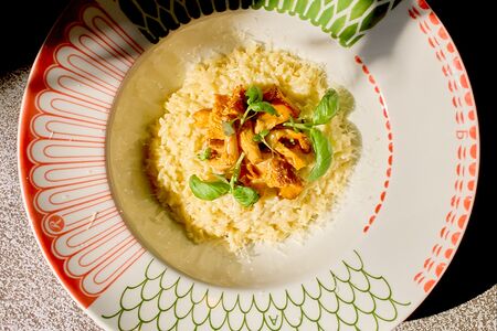 Орзо с лисичками