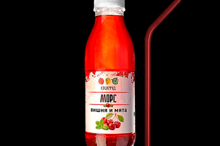 Морс Квик Фуд вишня-мята с трубочкой