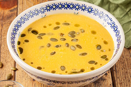 Тыквенный суп с креветками