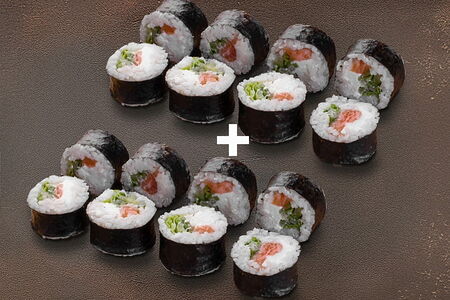 Дабл ролл с лососем и овощами