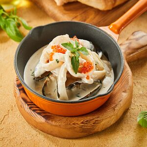 Морепродукты в сливочном соусе
