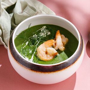 Крем-суп из шпината с креветками