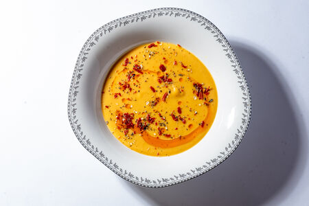 Тыквенный крем-суп с креветками