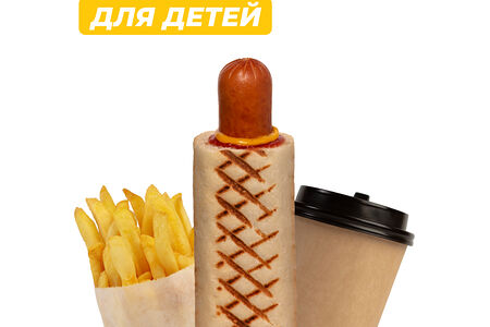 Френч-дог комбо с свиной колбаской и сыром