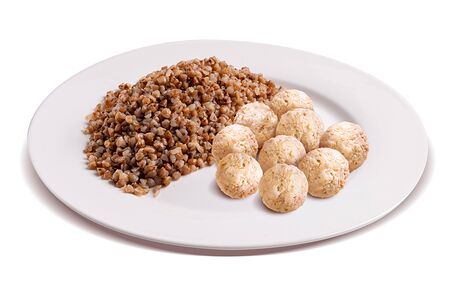 Гречка с 9 фрикадельками 