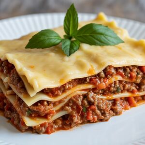 Мясная лазанья с соусами Болоньез и Бешамель