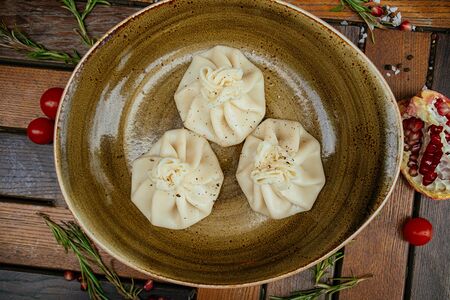 Хинкали с сыром и зеленью