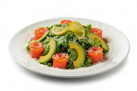 Салат Авокадо с семгой в горчично-апельсиновом соусе