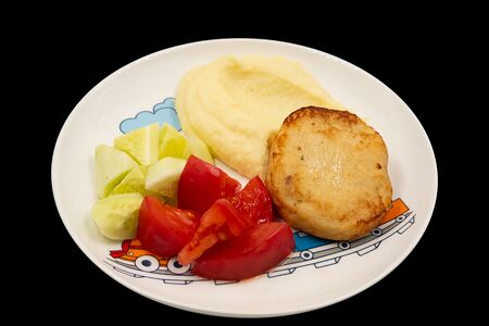 Картофельное пюре с куриной котлеткой