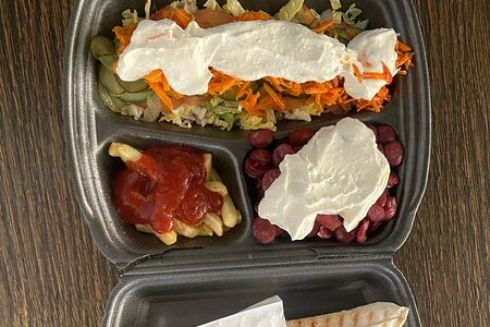 Шаурма тарелка с ветчиной