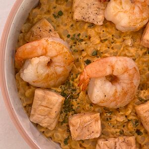 Томатный птитим с лососем