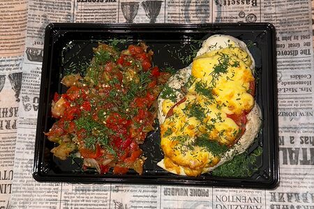 Обед Мясо по-французски и овощи на мангале