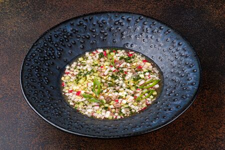 Окрошка с ростбифом на квасе