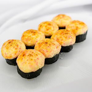 Запеченный ролл с лососем терияки