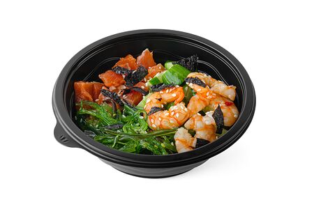 Боул с кетой, креветкой и киноа