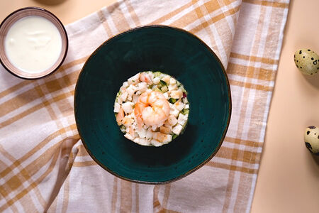 Окрошка с креветкой