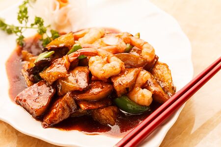 Баклажаны с креветками 