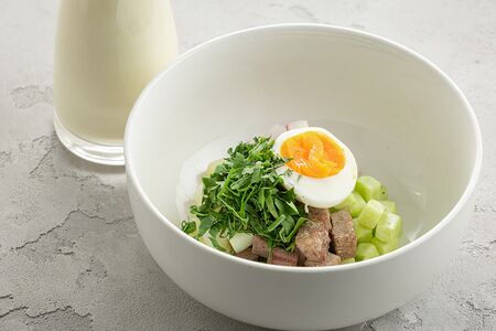 Окрошка на Айране с языком