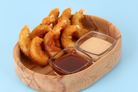 Креветки Темпура с соусом спайс и кисло-сладким