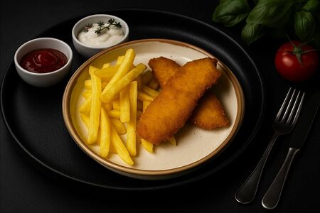 Стрипсы с картофелем фри