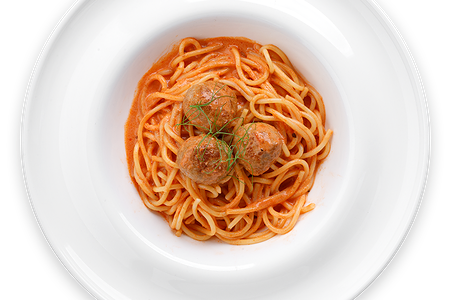 Паста с фрикадельками в томатном соусе