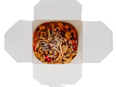 Вок с креветкой лапша