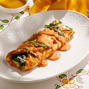 Омлет с крабом и шпинатом