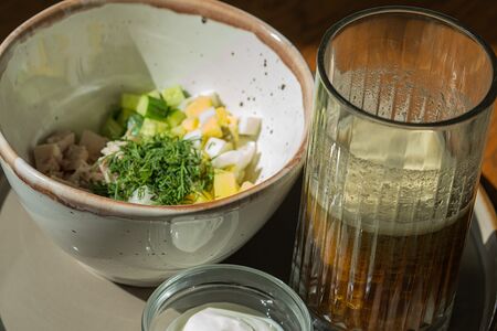 Окрошка с ветчиной