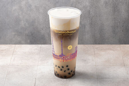 Айс латте Крем-брюле с тапиокой и сырной пеной