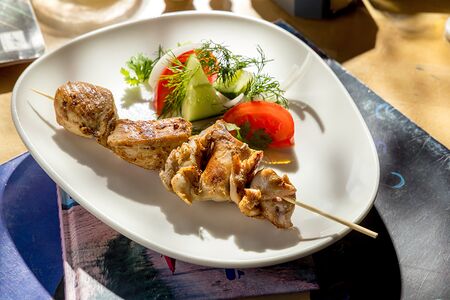 Куриный шашлык с овощами