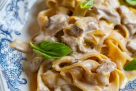 Фетучини с белыми грибами