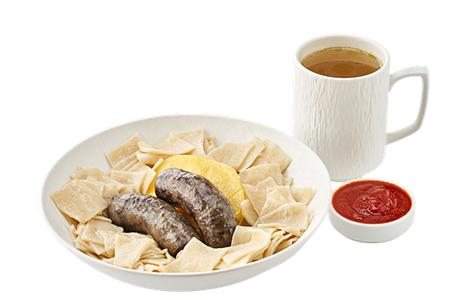 Тонкий хинкал с сушёной колбасой