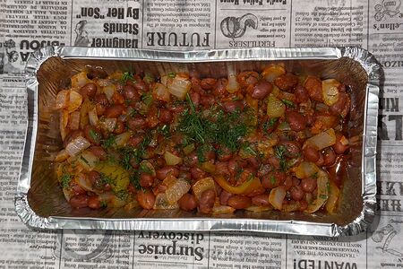 Лобио с чесноком и зеленью 