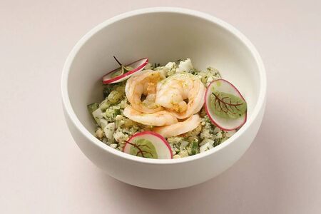 Окрошка с креветками