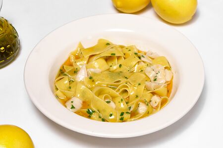 Паппарделле с сахалинским гребешком