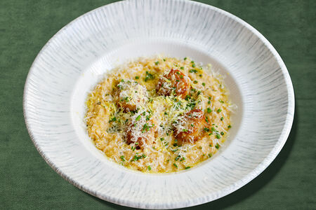 Ризотто с гребешком и лимонным айоли