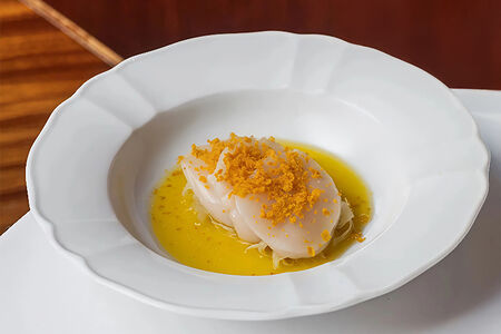 Гребешок, цитрус и боттарга