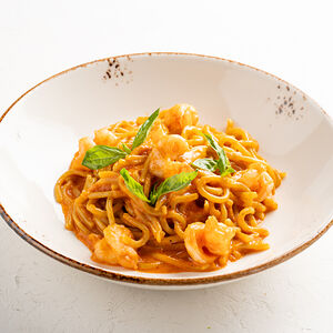 Спагетти с креветками