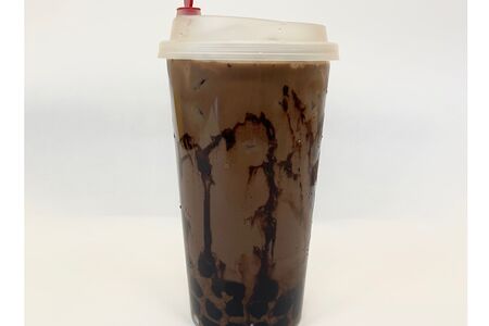 Молочный чай шоколад с карамельной тапиокой 