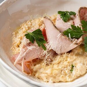 Паста птитим с пастрами из индейки