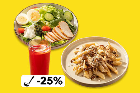 Ужин с пастой пенне грибной