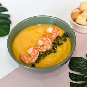Тыквенный крем-суп с креветками