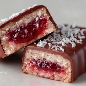 Кокосовый батончик с малиновым джемом