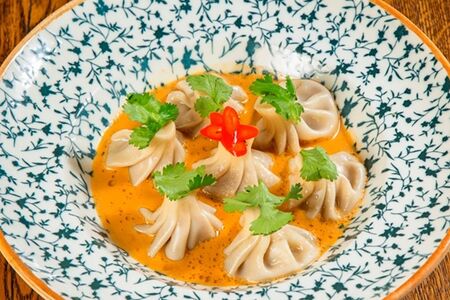Патара-хинкали в сливочно-перечном соусе