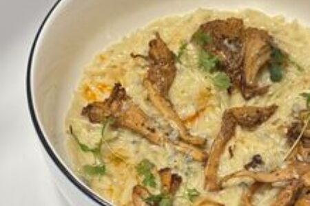 Орзо с лисичками