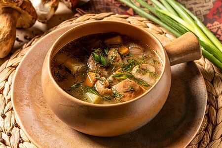 Суп по-деревенски с белыми грибами