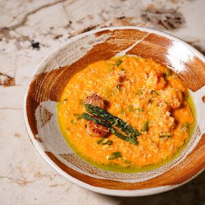 Ризотто с креветками и гребешком